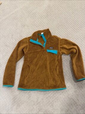 Patagonia Brown Fleece Jacket with Teal Accents